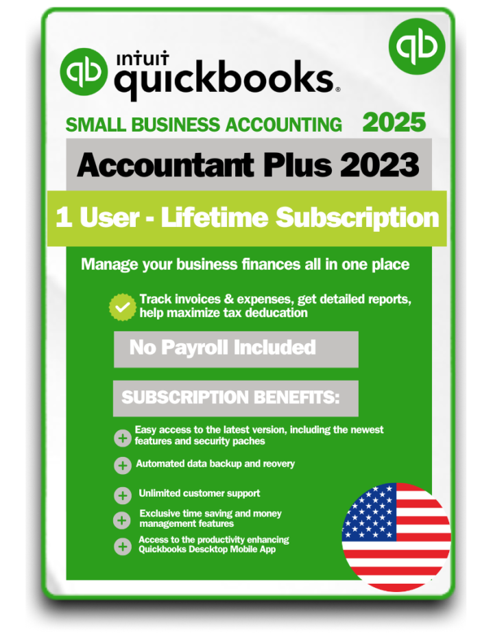 QuickBooks Desktop Accountant Plus 2023 1 User Lifetime Subscription