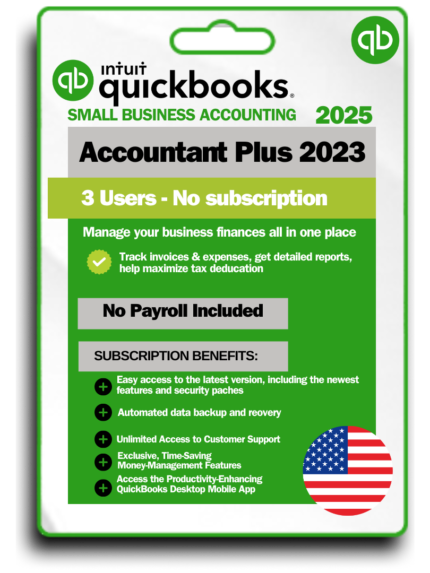 QuickBooks Desktop Accountant Plus 2023, 3 Users Lifetime Subscription