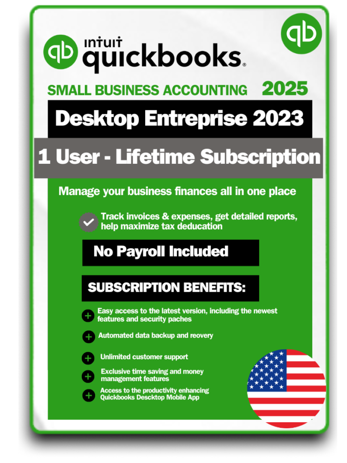 QuickBooks Desktop Enterprise 2023 1 User Lifetime Subscription