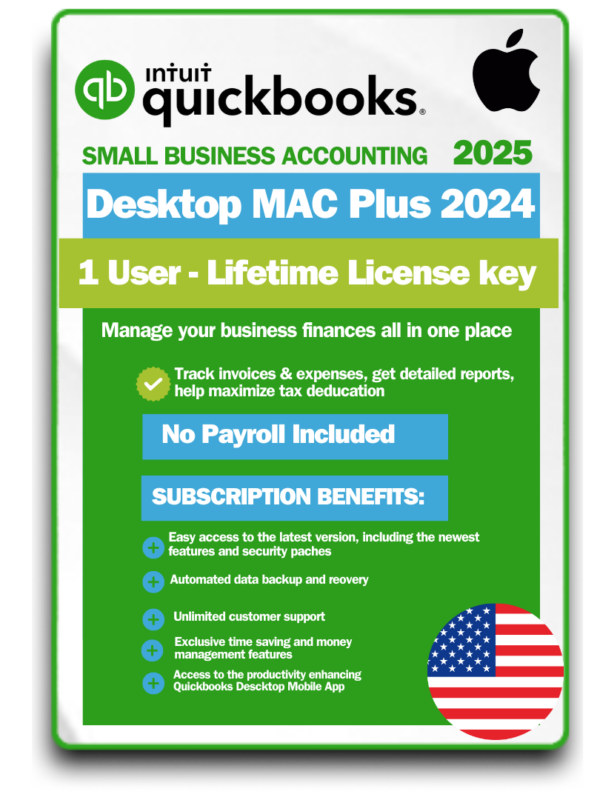 QuickBooks Desktop MAC Plus 2024 1 User Lifetime License Key New