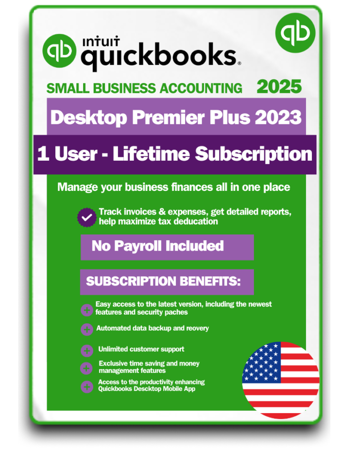 QuickBooks Desktop Premier Plus 2023 1 User Lifetime Subscription