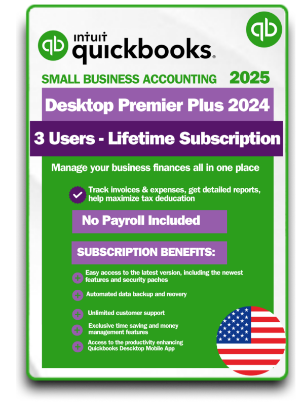 QuickBooks Desktop Premier Plus 2024 3 Users Lifetime Subscription