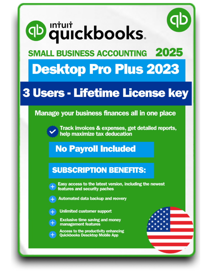 QuickBooks Desktop Pro Plus 2023 3 Users Lifetime License key New